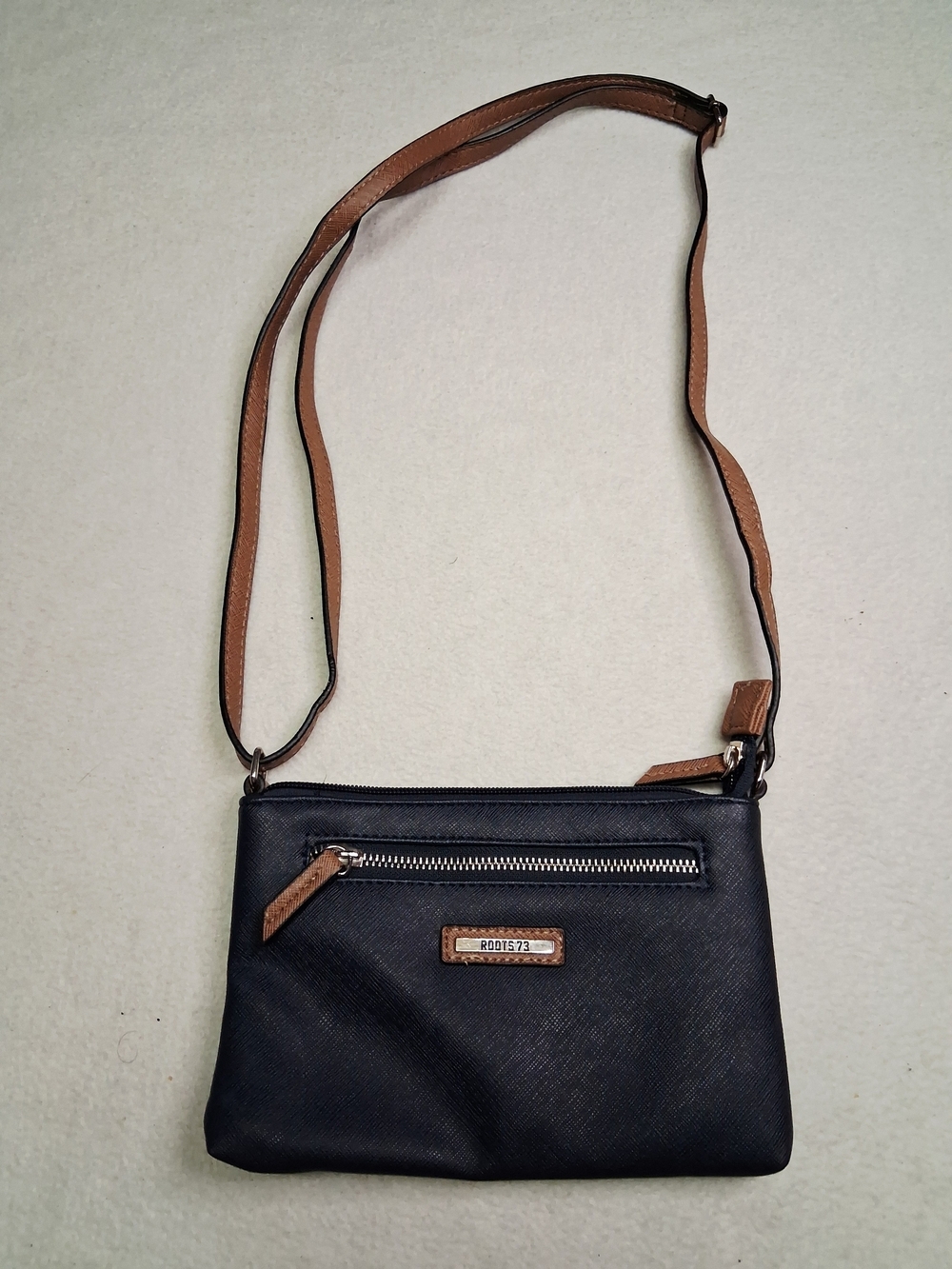 Black Crossbody Bag with Tan Strap